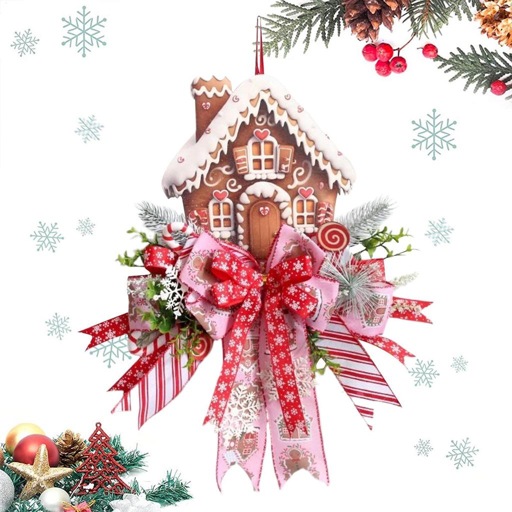 1pcs Gingerbread Christmas Wreath 50cm/20-inch Artificial Wreath Door Sign Christmas Decoration For Farmhouse Fence