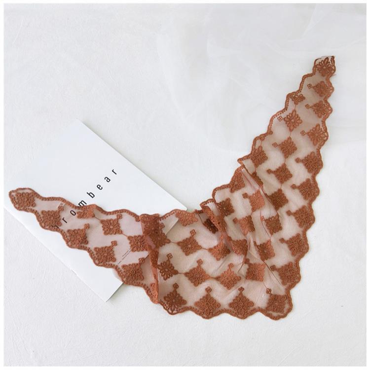 Summer Fashion Transparent Lace Embroidered Triangle Scarf Women's Hollow Scarf Floral Scarf for Women