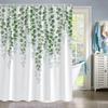 Eucalyptus Leaves Shower Curtain for Bathroom Green Leaf Plant Decorative Bath Curtain Polyester Bathroom Curtain Set With Hooks