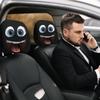 1 пара Защит подголовников сиденья для автомобиля Эластичные Забавные Мультяшные Чехлы на подголовники автомобиля Дизайн с большими глазами - Аксессуары для интерьера автомобиля