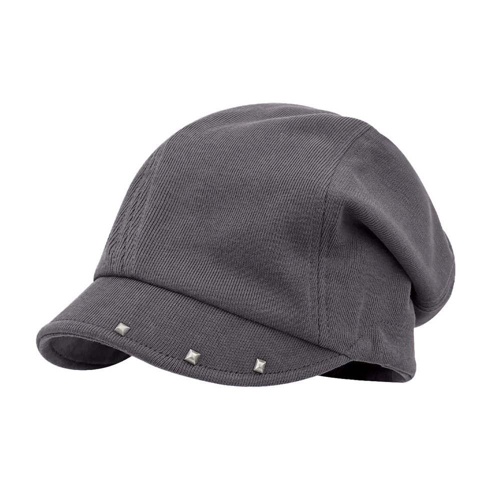 Rivet Ornament Slouchy Beret Solid Color Studded Beanie Newsboy Cap Short Brim Hat Fashion Girls
