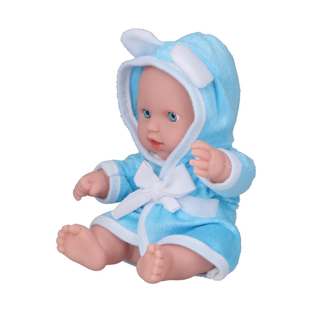 Soft Body Baby Doll Lifelike Newborn Baby Doll Simulation Reborn Baby Doll 8 InchesBlue Gown
