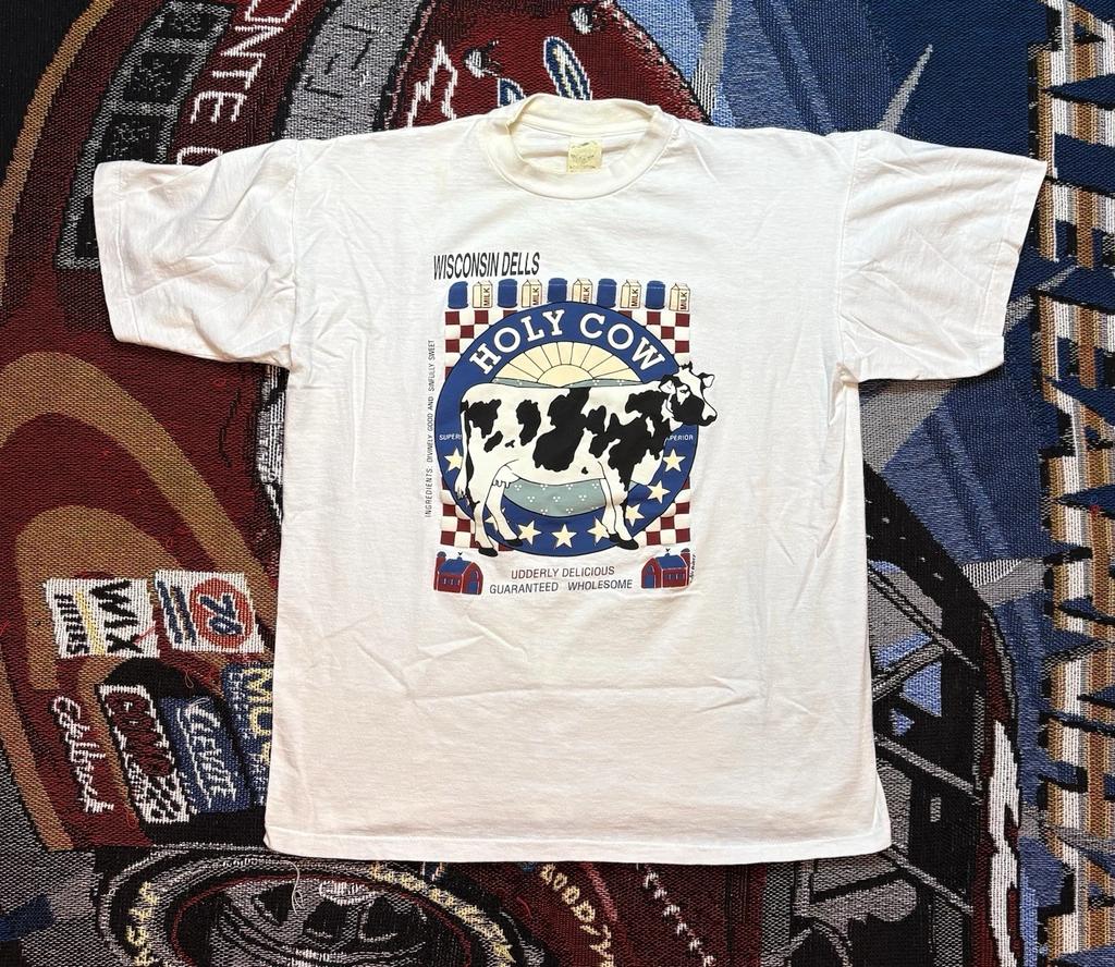 Vintage Holy Cow Dairy Shirt Wisconsin Dells Single Stitch Medium 90s