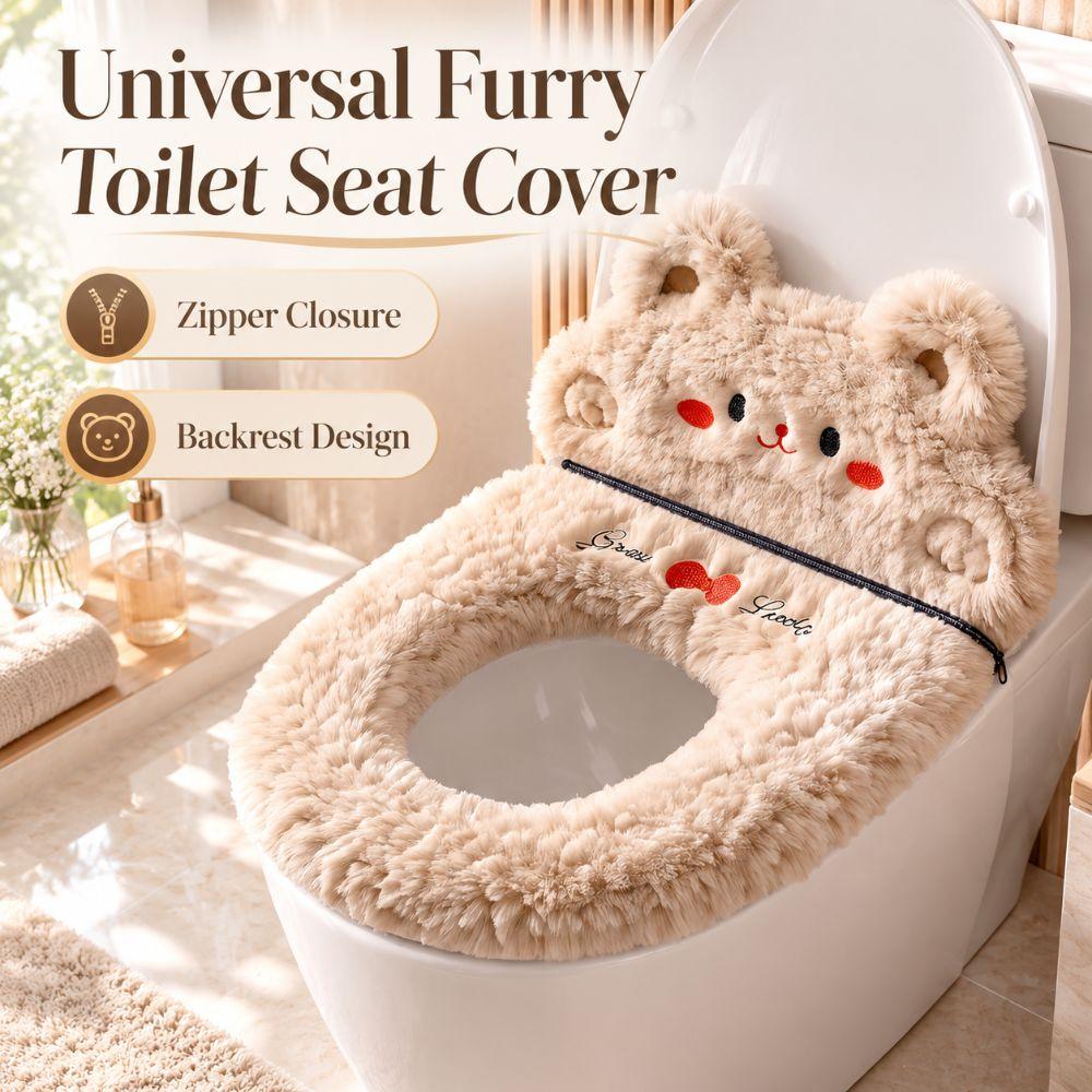 Thickened Furry Toilet Cover Zipper Closure Bathroom Toilet Pad Toilet Seat Cushion Home Bathroom