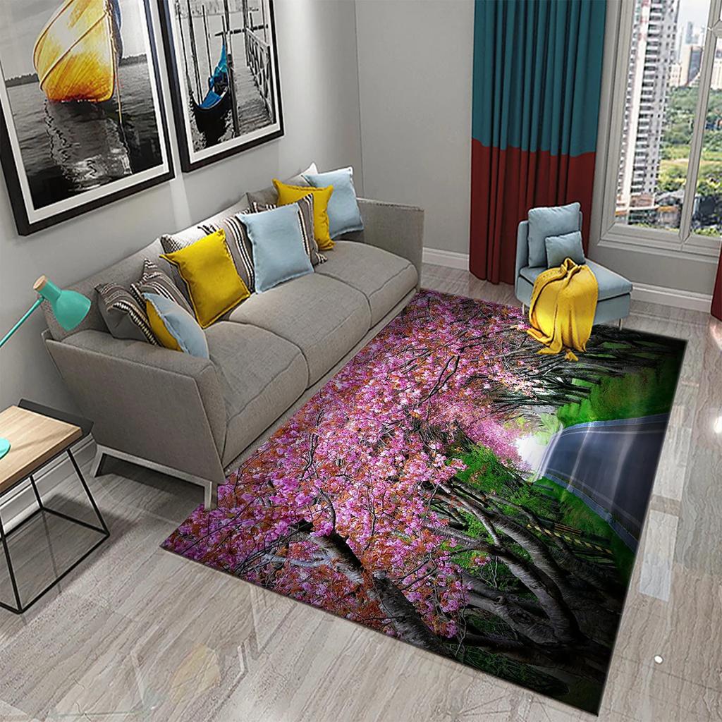3D Ковер на тему сада Красочный ковер с цветами и растениями для спальни Напольный коврик Придверный коврик Коврик для ванной комнаты Нескользящий коврик Ковер Домашний декор