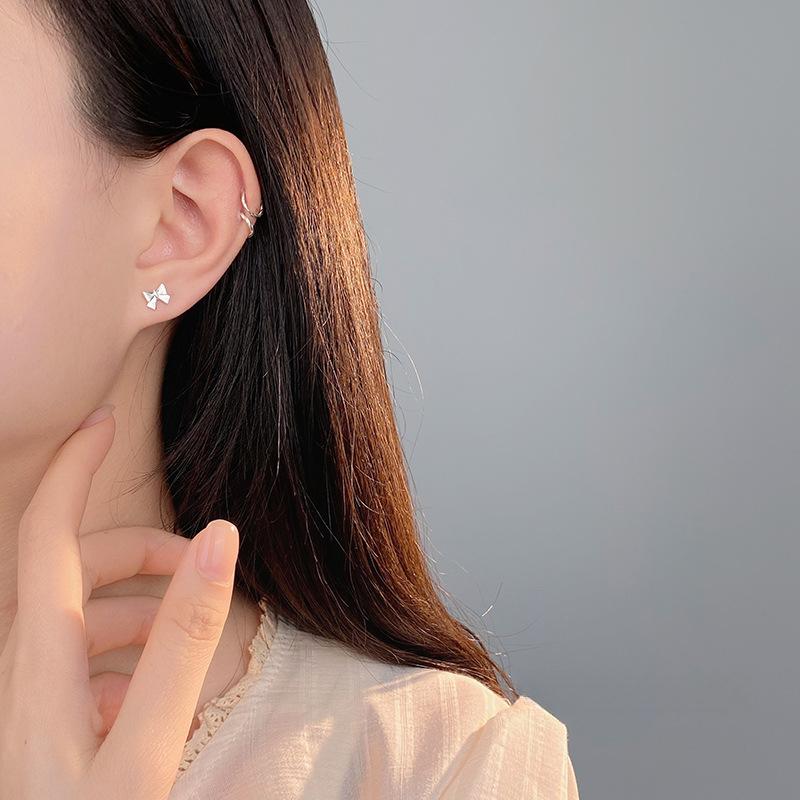 Милые серьги-гвоздики в форме банта для женщин, сладкие серьги в форме сердца для девушек и студентов, профилактические серьги для вечеринок