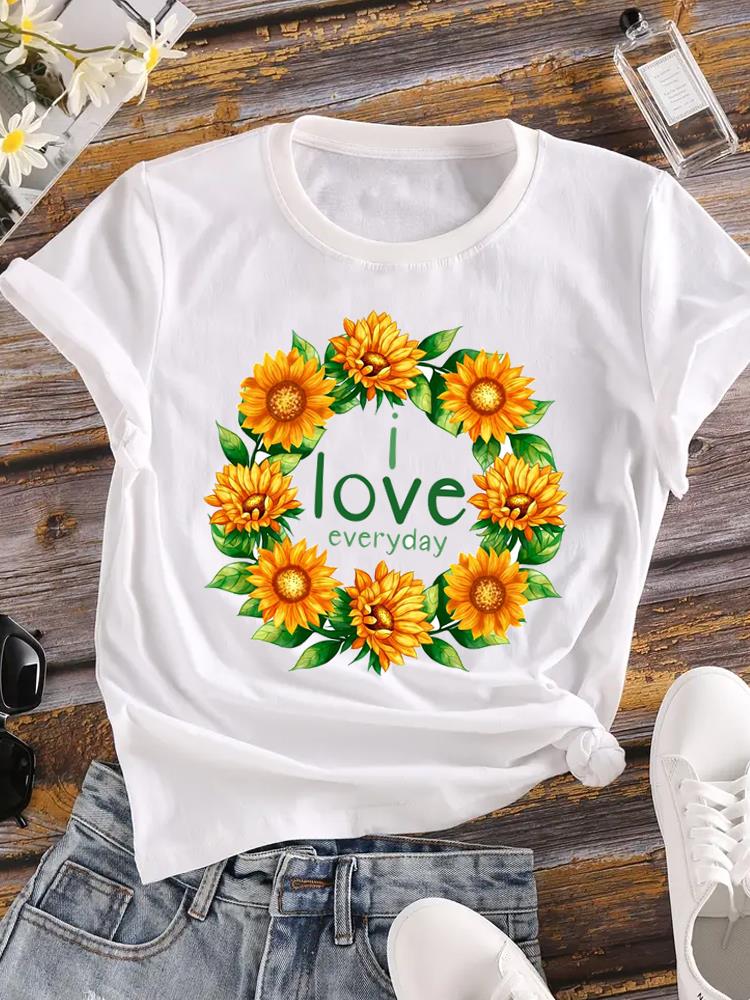 (Азиатский размер) Тренд 90-х годов с бабочками Женская футболка Верхняя одежда Повседневная футболка с коротким рукавом с цветочным принтом Модные женские графические футболки