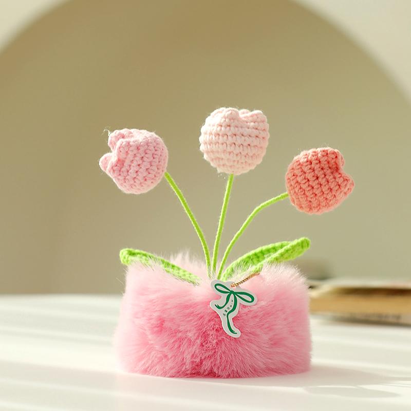 1Pc Simulated Potted Plant Souvenir Plush Home Decoration Plush Holiday Gifts Tulip Yarn Sunflower