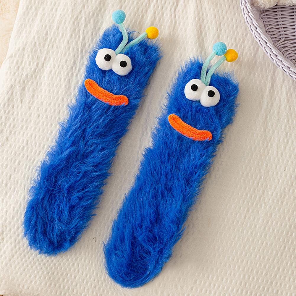 1 Pair Funny Ugly Cute Socks With Big Eyes Autumn Winter Plush Floor Socks Couple Sleep Sock Fuzzy Socks Christmas Gifts