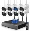 Комплект камер видеонаблюдения OHWOAI с функцией разговора и двойной беспроводной связью для улицы и питанием для домашнего наблюдения (8 камер) Двусторонние антенны, Использование, Широкоугольные