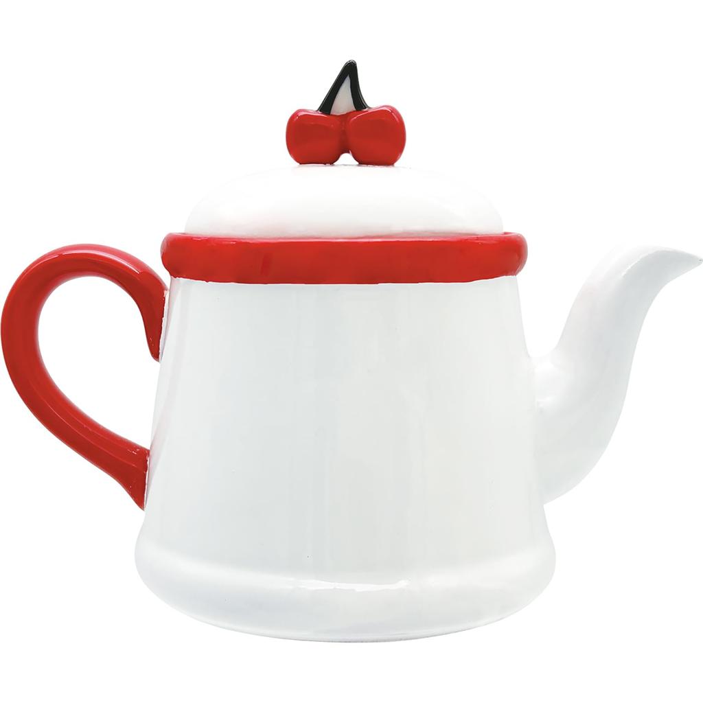 [PANSHELS WORLD Official] Panshell Teapot with Cherry Handle, White, 350ml, SAN4807
