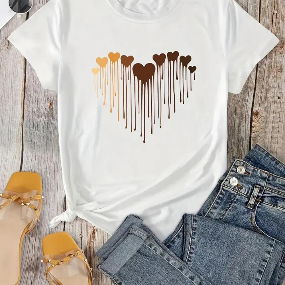 Футболка большого размера Casual Футболки женские большого размера с принтом Love Heart