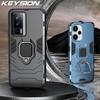 KEYSION Противоударный защитный чехол для Xiaomi POCO F5 Pro, силиконовый + ПК, металлическое кольцо-подставка, чехол для телефона Redmi K60 Pro