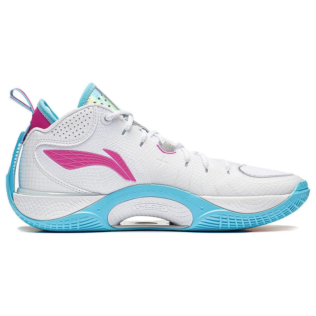 Li Ning Wade Shadow 5 Удобные Низкие Баскетбольные Кроссовки из Синтетической Кожи Мужские Стандартные Белый/Розово-Красный ABPT053-2