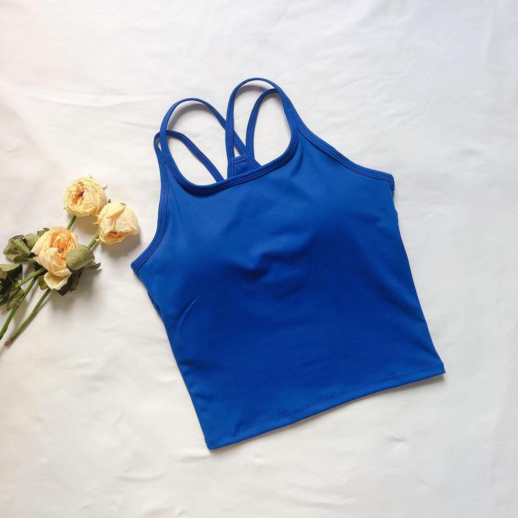 Корейский женский спортивный жилет для фитнеса с нагрудными накладками - ударопрочный, высокоэластичный, быстросохнущий; Идеально подходит для бега, йоги и танцев.