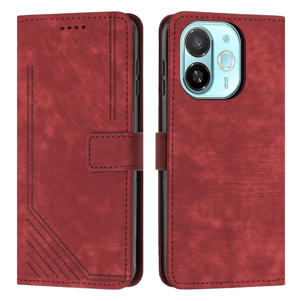 Для TECNO Spark 30C 5G/Pop 9 5G Чехол Кожаный чехол для телефона с тиснеными линиями и подставкой