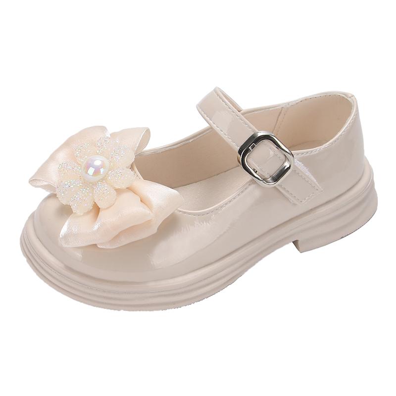 Туфли принцессы для девочек с цветами и жемчугом, детские элегантные кожаные туфли для вечеринки, свадьбы, модные простые детские лоферы, шикарные