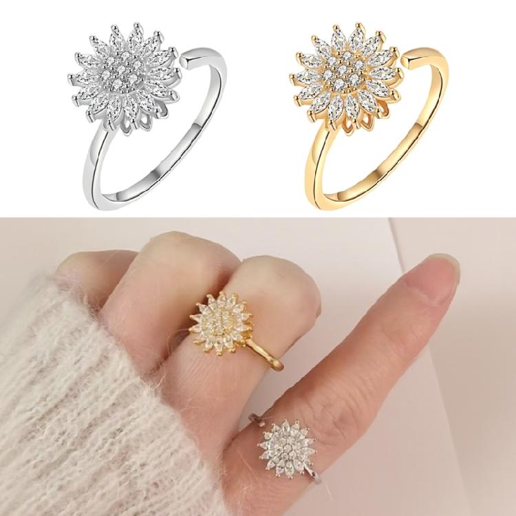 Регулируемый женский вращающийся ювелирный аксессуар Золотой дизайн Снятие стресса Цирконий