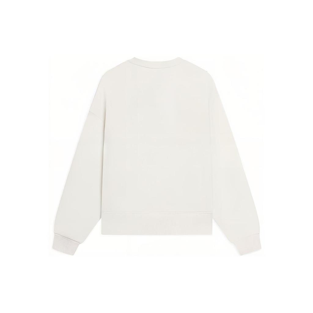 Li Ning Sports Lifestyle Series SS22 Однотонная толстовка с вышитым логотипом и длинным рукавом, женская толстовка белого цвета AWDSF70-1