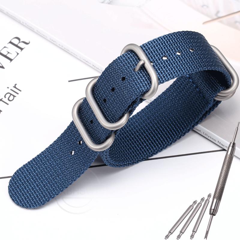 Nylon Strap 18mm 20mm 22mm 24mm Five-Ring Premium Weave Men Women Watch Band Bracelet Heavy Duty Stainless Steel Buckle