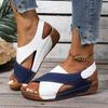 Fashion Mix Color Women Wedge Sandals Summer 2025 New Comfortable Non Slip Beach Shoes for Woman Leather Platform Roman Sandals Women