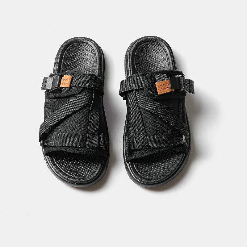 Модные мужские парусиновые повседневные тапочки Летние парные толстоподошвенные нескользящие пляжные тапочки Мужские сандалии