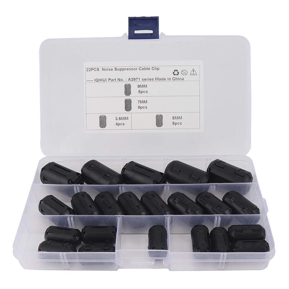 22 шт. зажимной ферритовый сердечник 3,5 мм/5 мм/7 мм/9 мм комплект зажимных колец зажимной кабельный разъем антипомеховый тороидальный зажимной зажим