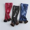 Autumn Winter Kids Warm Trousers Girls Boys Faux PU Leather Pants Slim Girls Leggings