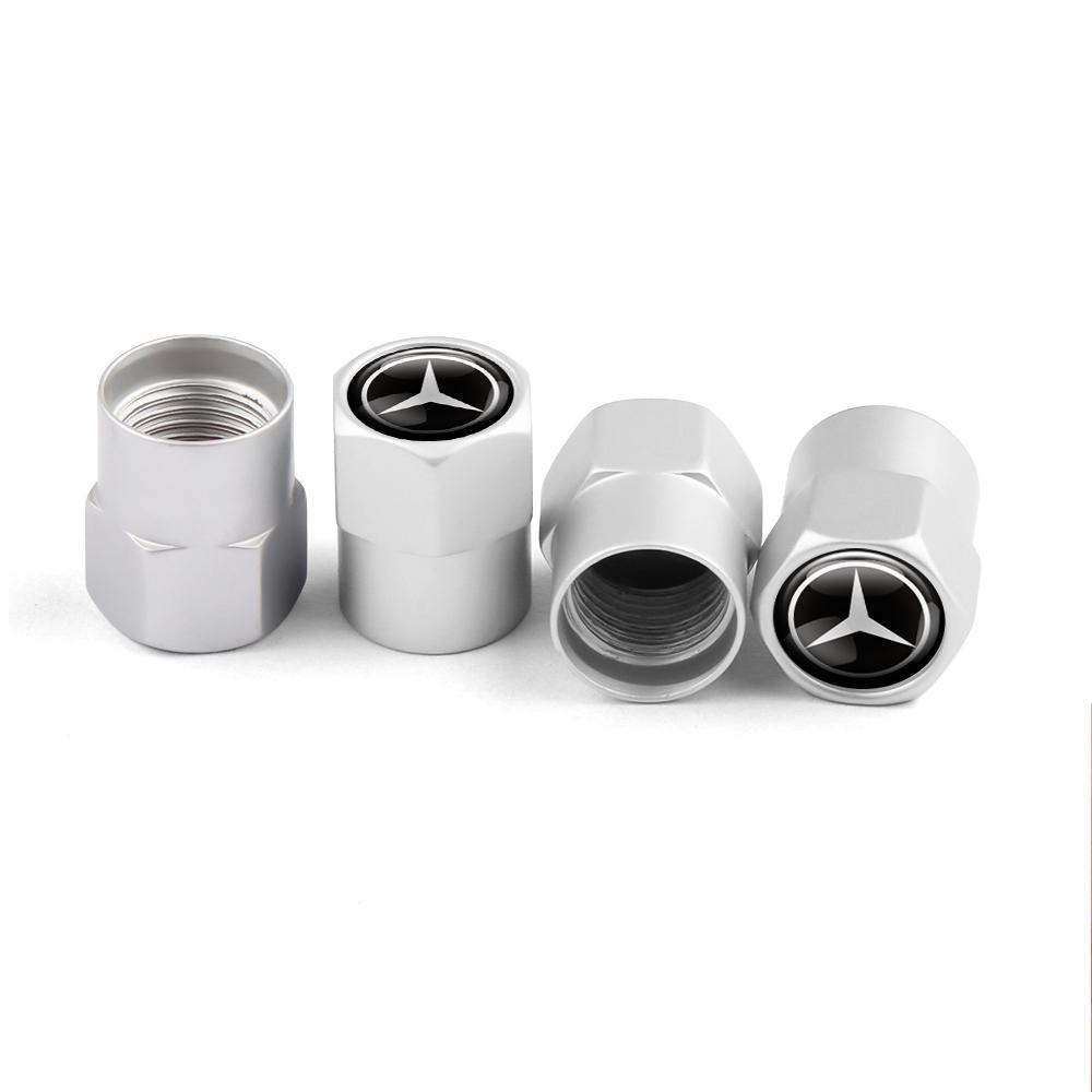 4pcs Metal Car Badges Wheel Tire Valve Caps Covers Car Accessories For Mercedes Benz New A/B/C/E/S Class C200L GLC AMG W212 W213 AR1