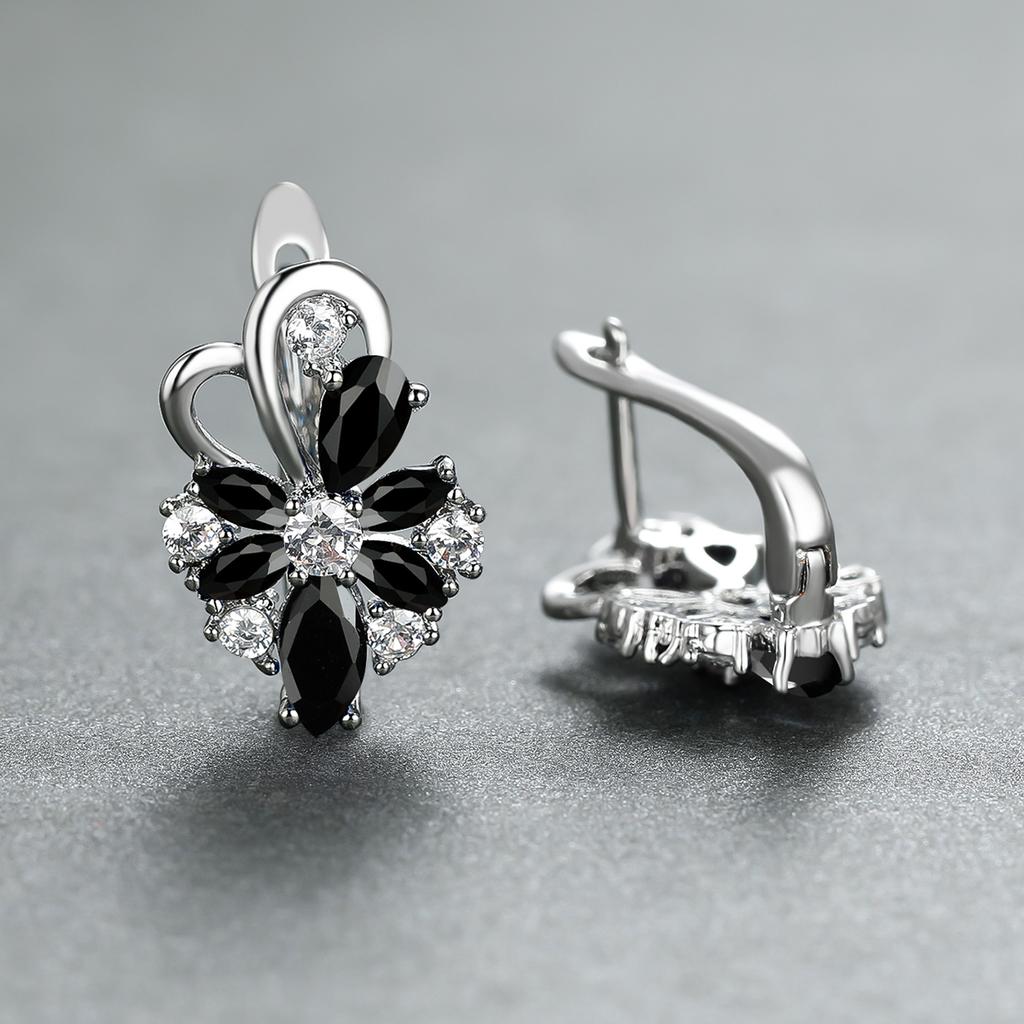 1 пара, серьги-клипсы в виде капли воды, синие, розовые, фиолетовые, цвета морской волны, с лепестками цветка, в цветочном стиле