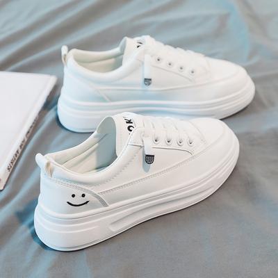 Женские повседневные кроссовки на платформе, легкие кожаные прошитые удобные прогулочные туфли для весны и лета