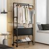 Dual Pole Clothes Multi-storey Hanger Strong Load-bearing Capacity Wardrobe Movable Coat Rack Simply  Floor Standing Coat Rack
