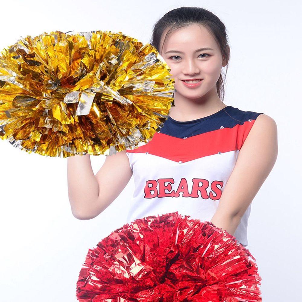 28cm Double Hole Finger Ring Style Cheerleader Pom Poms Metallic Streamer Club Sport Supplies Dance Party Decorator Tools