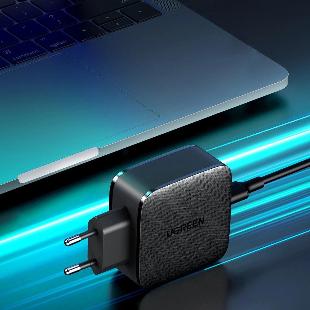 Ugreen Настенное зарядное устройство, 2 порта USB, тип C, 66 Вт, Power Delivery 3.0, быстрая зарядка 4.0+, черный (CD216)
