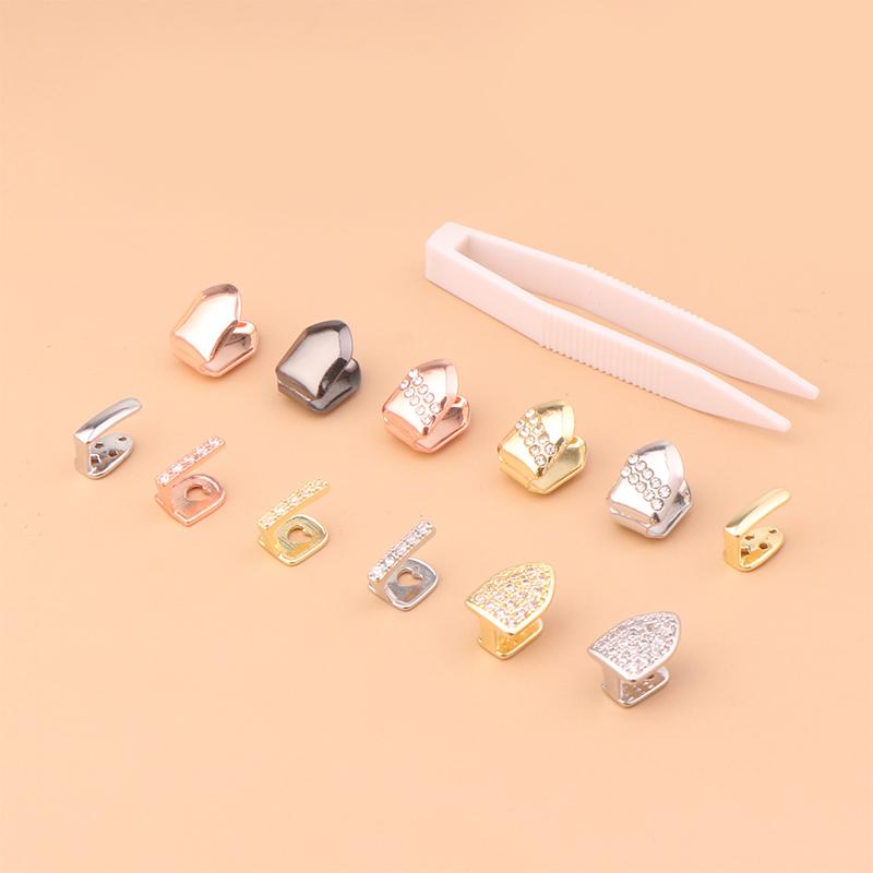 Хип-хоп одиночные верхние нижние зубные гриллзы модные кубические циркониевые зубные колпачки для женщин и мужчин украшения зубов ювелирные изделия