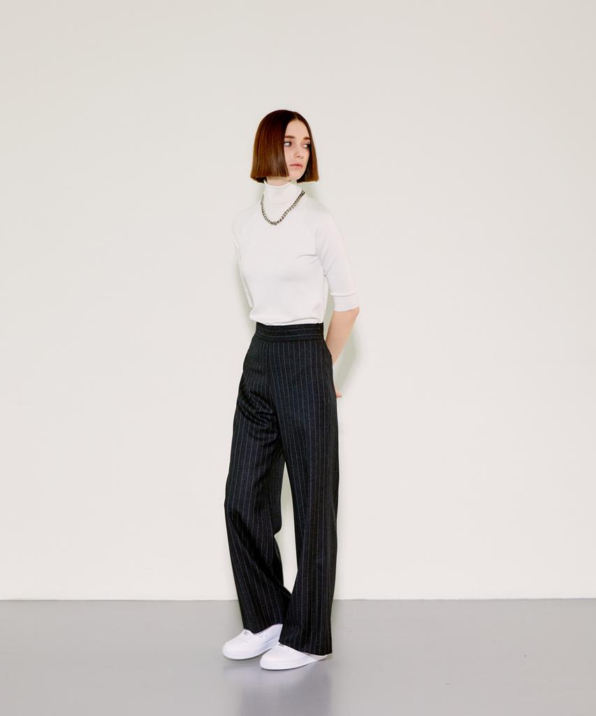 Chaenyuyog High-Waist Wide Pants [Grey]