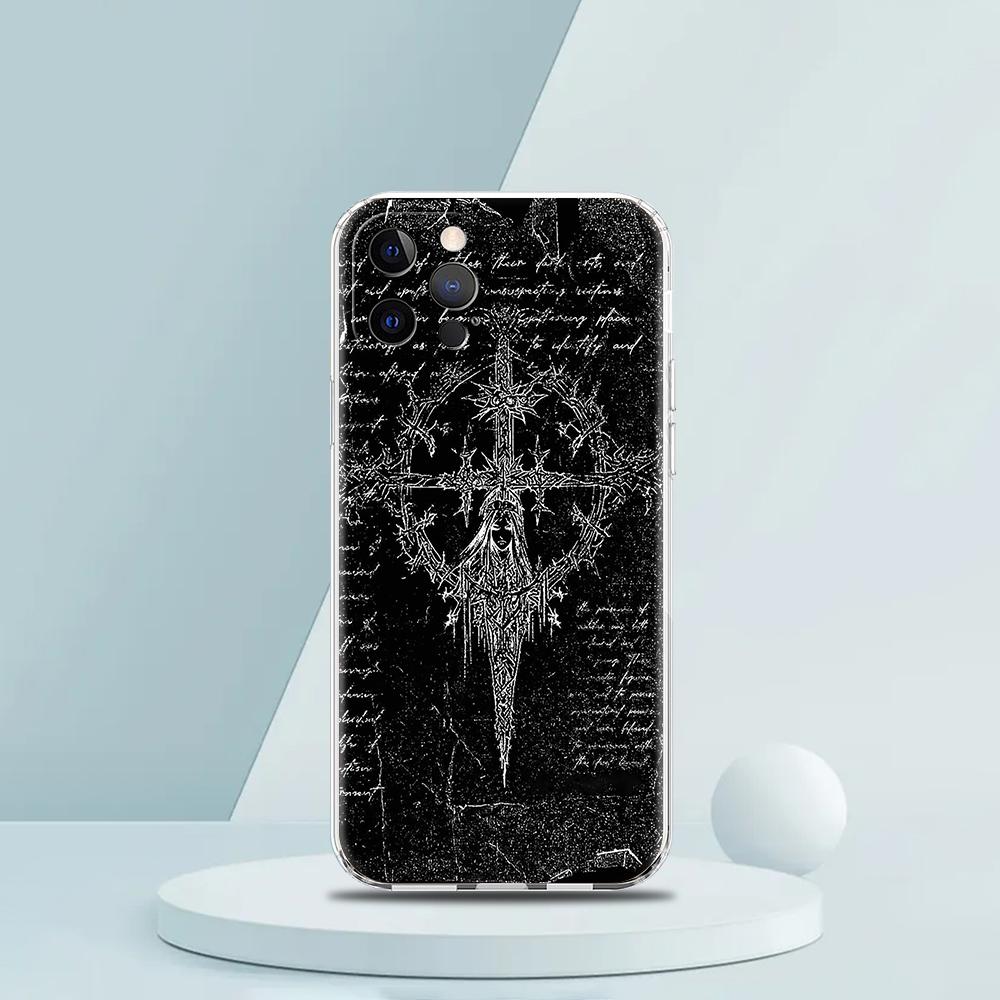 Мягкий прозрачный чехол-бампер из ТПУ для iPhone 16 15 14 13 12 11 Pro Max XR 8 7 Plus XR Оболочка Кибер-сигил Узор из перекрещивающихся линий