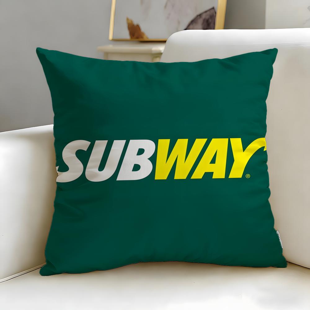 classic restaurant brand Subway Cushion Cover Soft  EasyWash Pillow Case  Versatile for Couch Bed Travel and Office