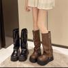 New In Autumn and Winter, But Knee Boots, Tall Knight Boots, European and American Style Heightened Thick-soled Boots for Women