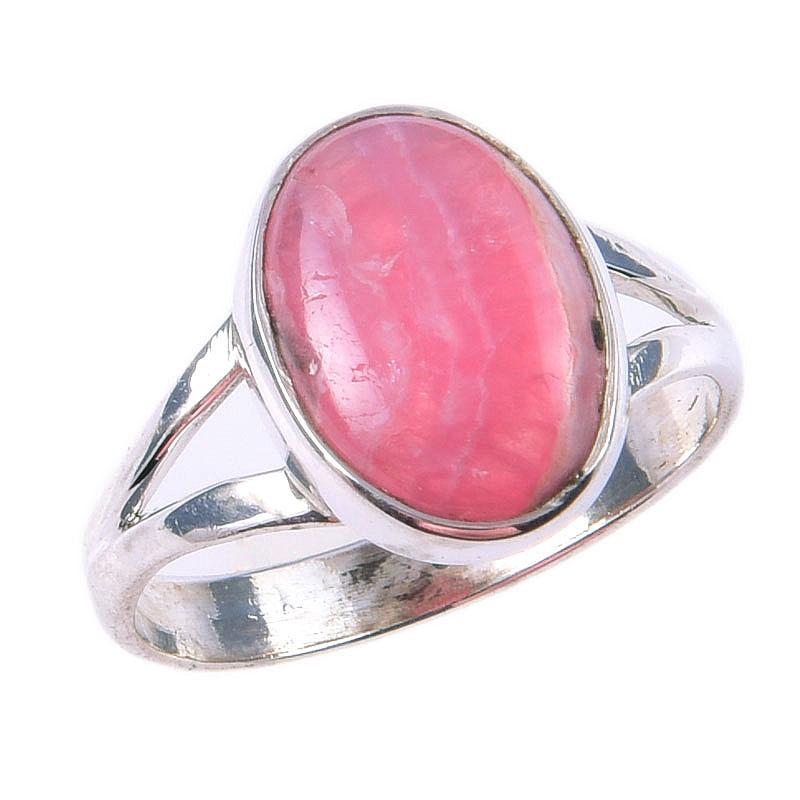 Кольцо из чистого серебра 925 пробы с натуральным родохрозитом ручной работы S.8 k0h92