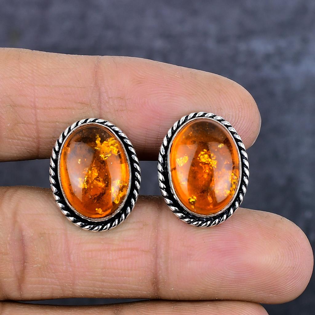 Запонки ручной работы из стерлингового серебра 925 пробы с балтийским янтарем l7y30