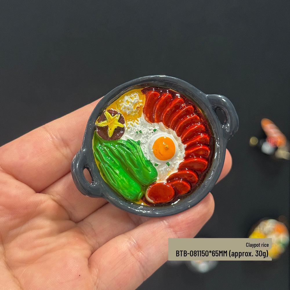 3D Chinese Style Food Magnet: Lobster & Noodles Hot Pot with Mantis Shrimp Sticker