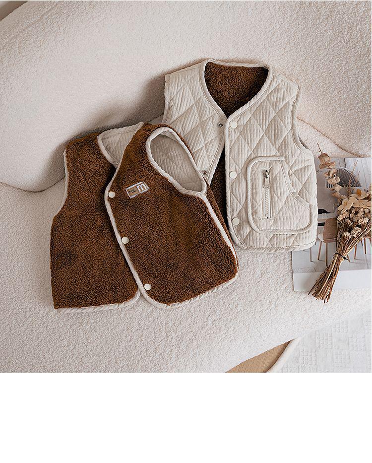 Детский жилет без рукавов из овечьей шерсти на флисовой подкладке для весны и осени - Унисекс