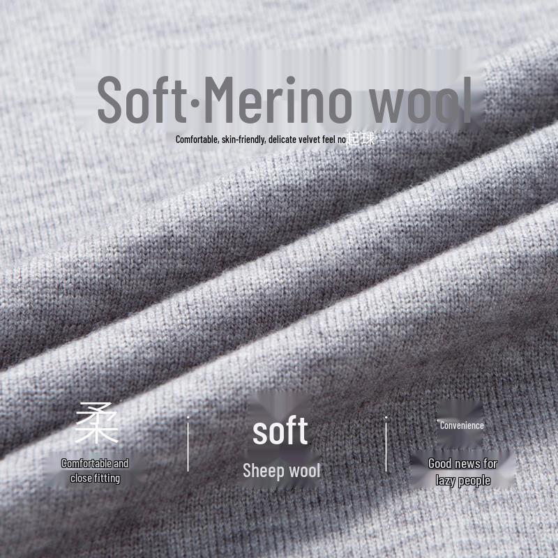 Hodo Men's Luxury Wool Blend Faux Two-Piece Henley Knit Sweater