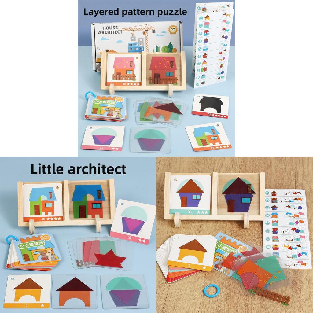 Wooden Toy Building Blocks For Children With Geometric Design And Brain Development