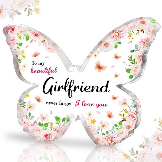 Акриловая табличка в форме бабочки на память, кристально чистая акриловая долговечная цветная печать, сердечная табличка с посланием на День матери, подарки для мамы