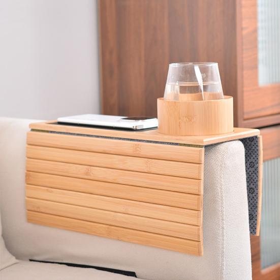 Подставка для подлокотника дивана Yousheng Bamboo с подстаканником, противоскользящий поднос для дивана, складной столик для дивана, телефон, пульт дистанционного управления