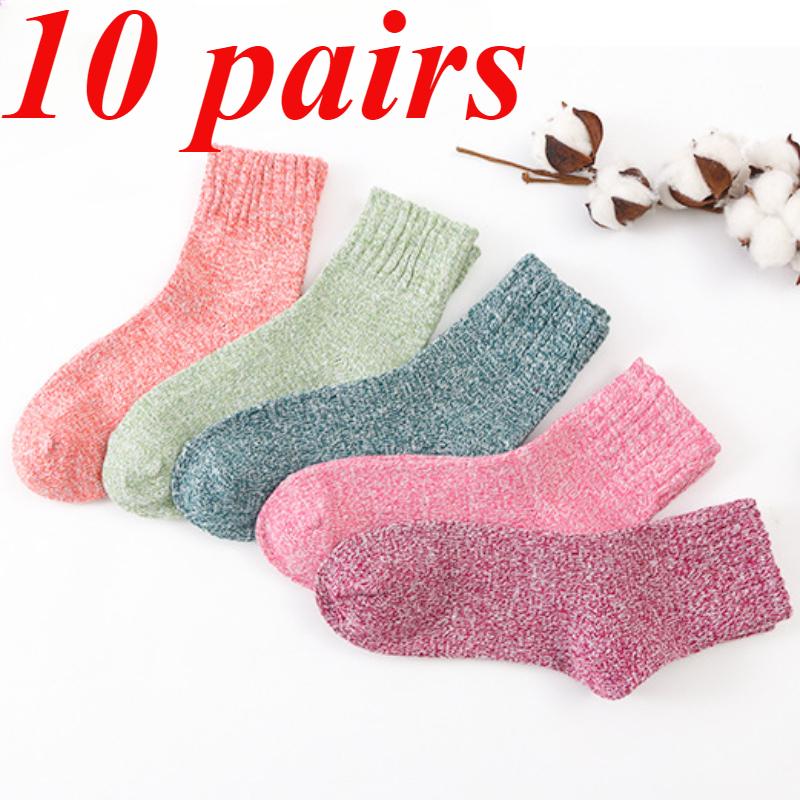 10 пар осенне-зимних женских однотонных носков из смешанного хлопка в корейском стиле, модные дышащие повседневные спортивные носки средней длины