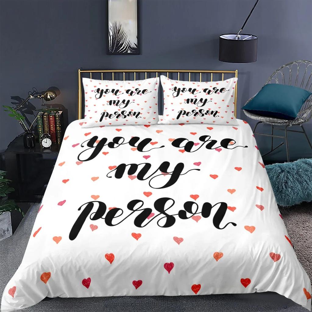 3D Printed Couple Bedding Set I Love You Crown Duvet Cover Double Twin Full Queen King Adult Kids Bedclothes Quilt Cover