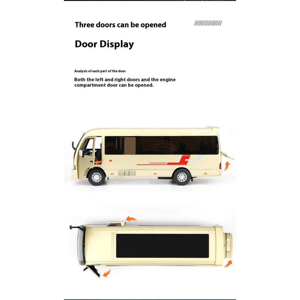 Масштаб 1/32 Toyota Coaster Роскошный Бизнес-Автомобиль Сплав Металл Литой Модель Автомобиля Звук и Свет Детская Игрушка Подарок для Детей Мальчик Презент